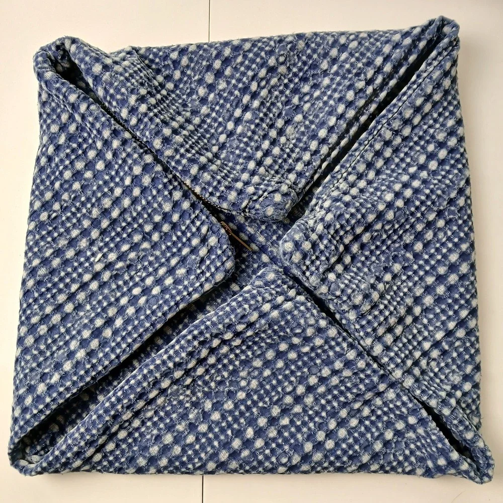 Pottery Barn Honeycomb Sham Lot of 2 Midnight Navy Blue Textured Cotton 17